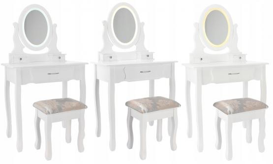 Stylový toaletní stolek s LED osvětlením v bílé barvě
