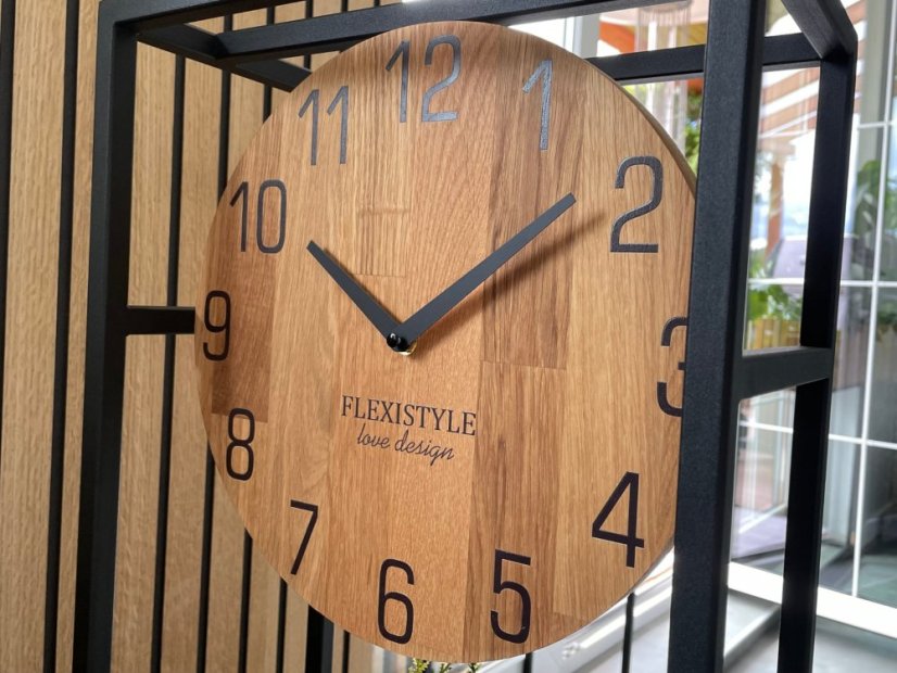 Štýlové dubové hodiny s robusným kovovým rámom 100 cm