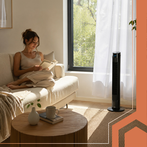 Stĺpový ventilátor – tichý, výkonný, s diaľkovým ovládaním | 45W, oscilácia, časovač