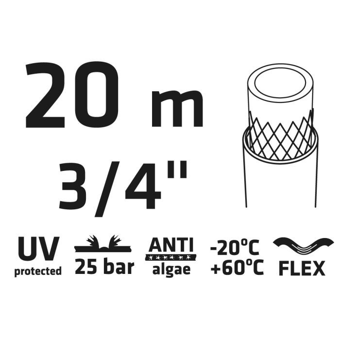 Záhradná hadica 20 m, 3/4" PROFESSIONAL 15G823 VERTO