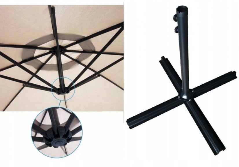 Veľký záhradný slnečník so stojanom CAPPUCINO