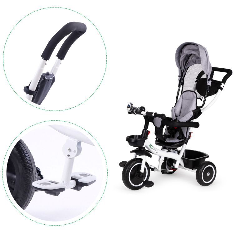 Trojkolka, kočík v sivej farbe Ecotoys