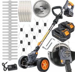 Akumulátorový vyžínač trávy 21V s kolieskami + príslušenstvo