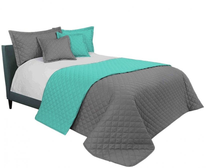 Sivi prekrivač boje mentola za bračni krevet 200 x 220 cm