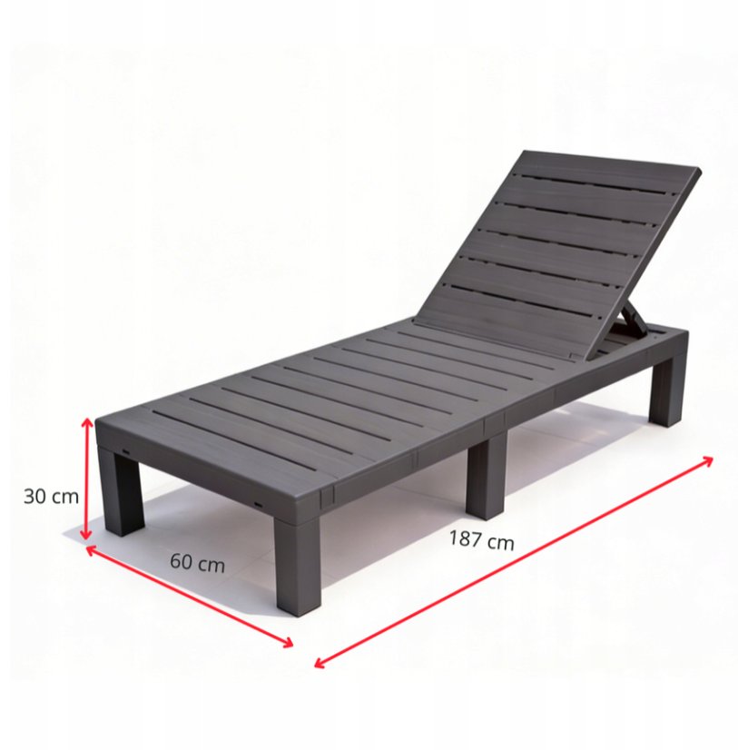 Robustné záhradné ležadlo k bazénu a na terasu - sivé