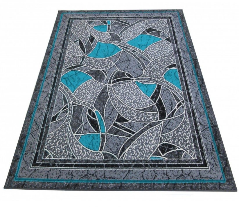 Luxusný koberec sivo tyrkysový s ornamentom