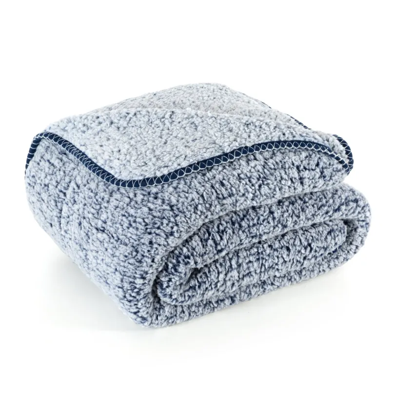 Kvalitná deka so štruktúrou barančeka - modrá