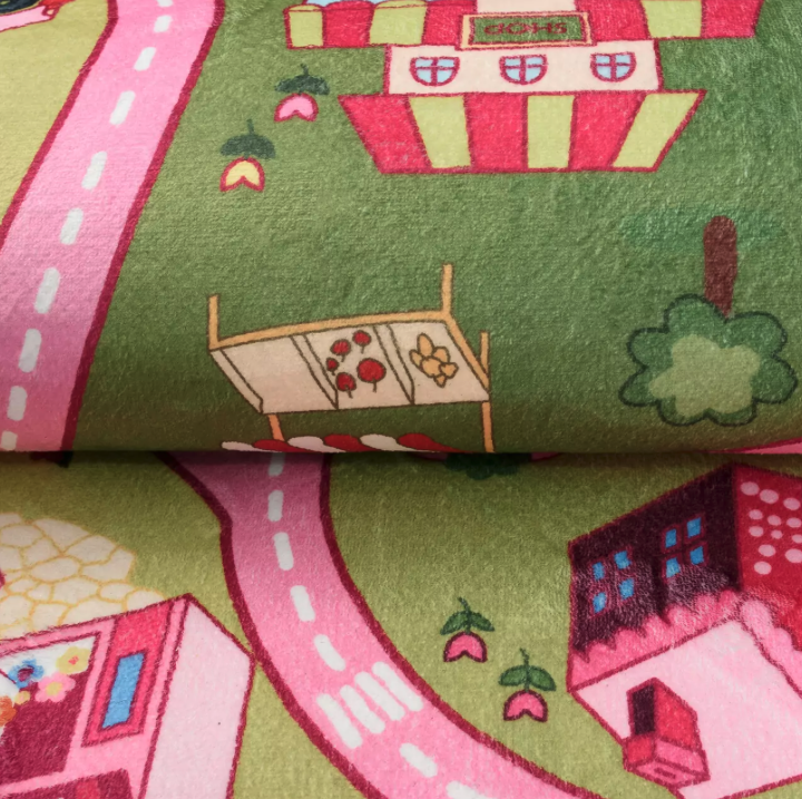 Detský koberec FLANNEL - ružová autodráha