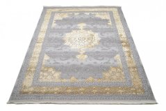 Covor gri exclusivist cu model oriental auriu