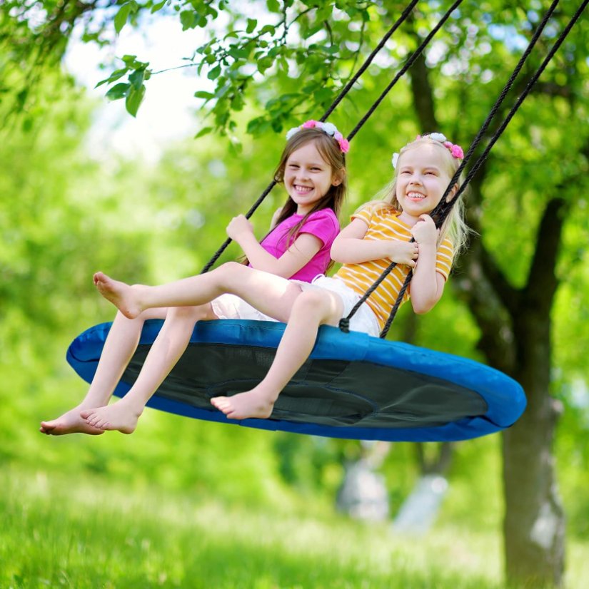 Závesný hojdací kruh pre deti v modrej farbe