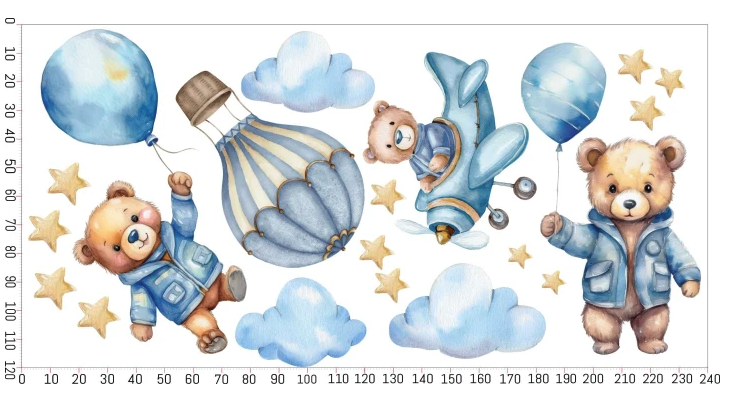 Fali matrica fiú gyerekszobába - mackó