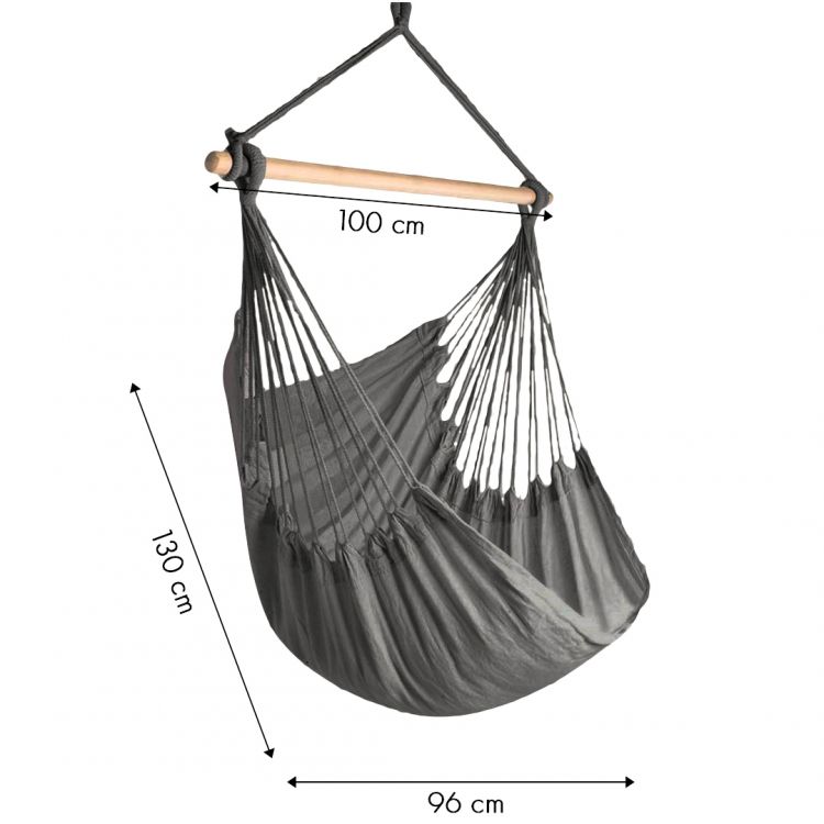 Závesné kreslo brazílske MODERNHOME v sivej farbe s 2 vankúšmi