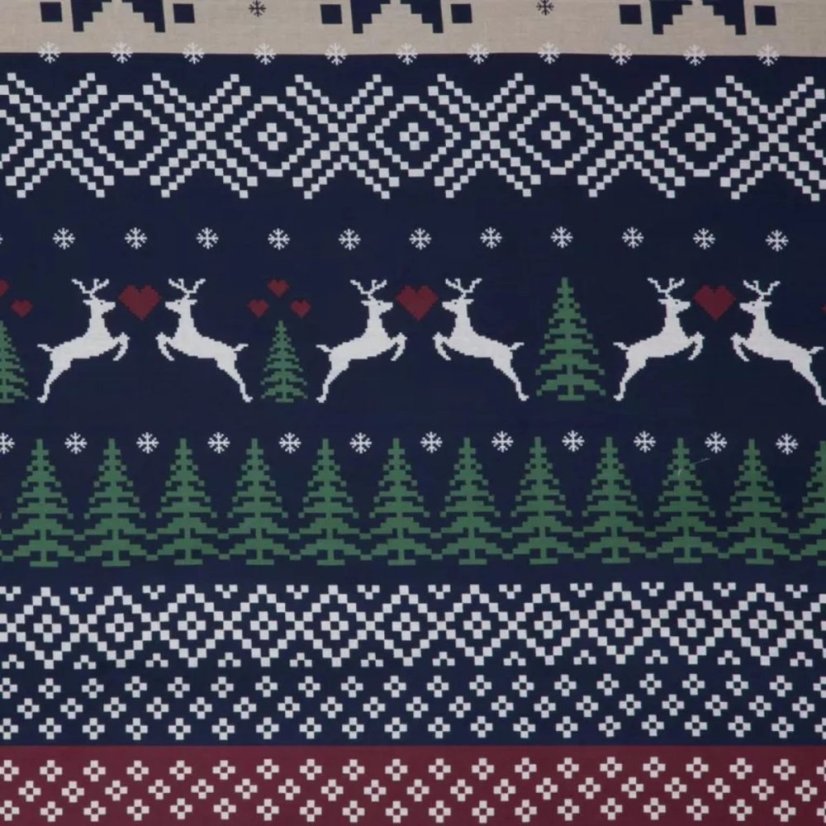 Set de lenjerii de pat din bumbac de Crăciun cu model norvegian de ren și copac