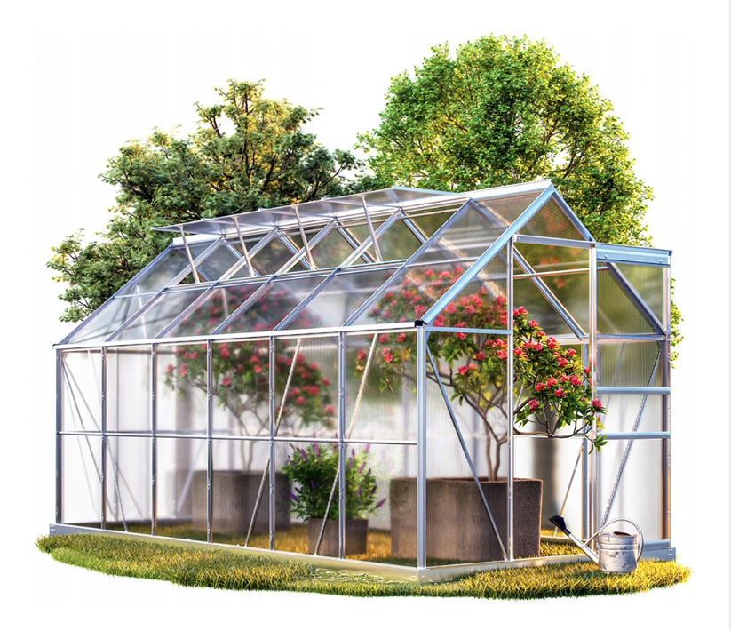 Polycarbonat-Gewächshaus 380 cm x 190 cm x195 cm - 7,22m2