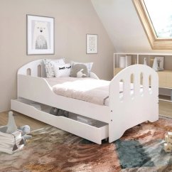 Pat pentru copii SMILE cu sertar 160 x 80 cm alb