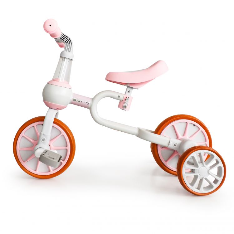 Detský bicykel, odrážadlo v ružovej farbe Ecotoys 4v1