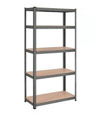 Graues Bücherregal mit 5 Ablagen, 180 x 90 x 40 cm