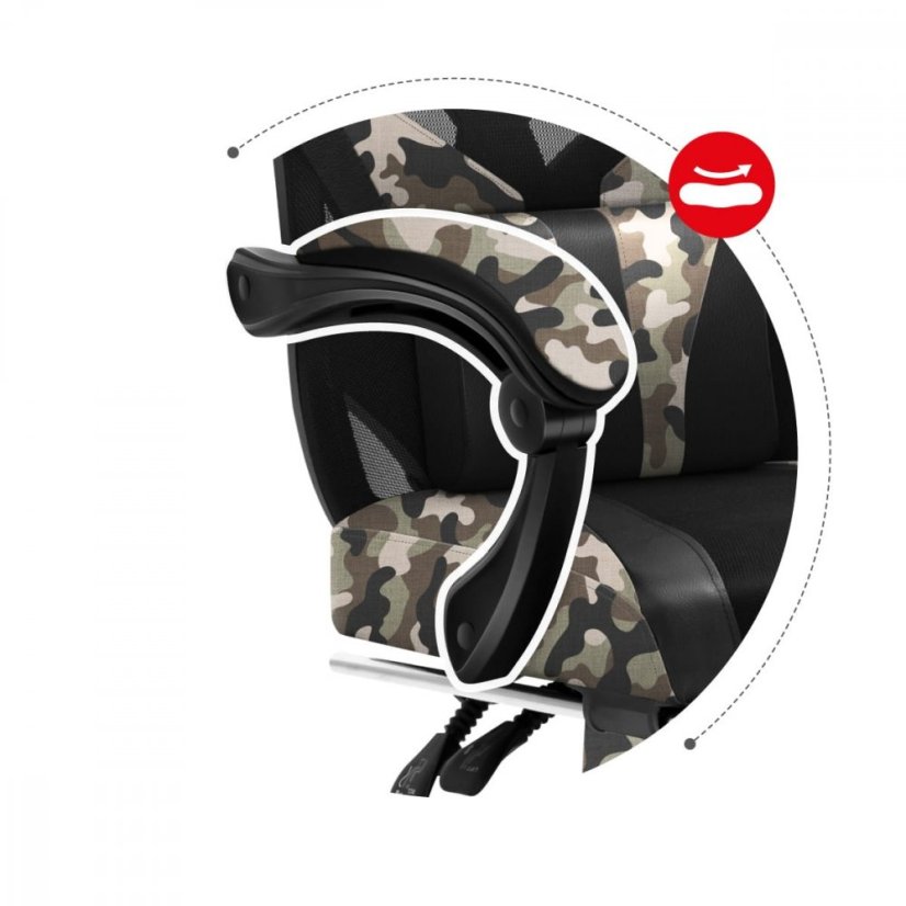 Herní křeslo s army potiskem COMBAT 5.0 ve vysoké kvalitě