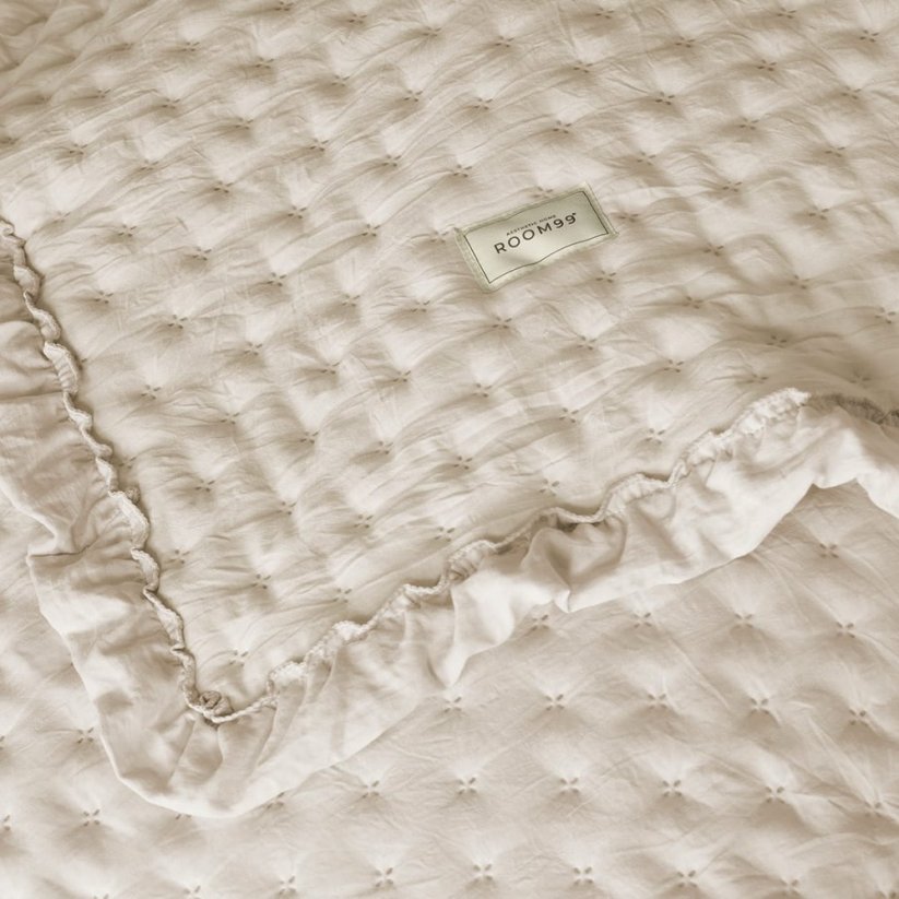 Мека кремава покривка за легло Molly с волан 170 x 210 cm