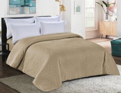 Béžový prošívaný přehoz s motivem listů