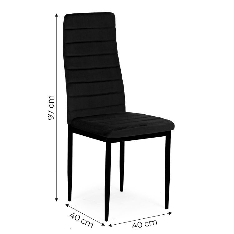Elegáns fekete bársonyszék készlet 4 db