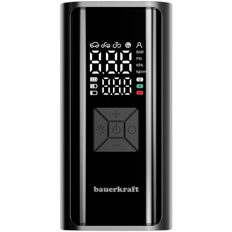 Elektromos kompresszoros szivattyú autóhoz, kerékpárhoz és motorkerékpárhoz kijelzővel és LED-del