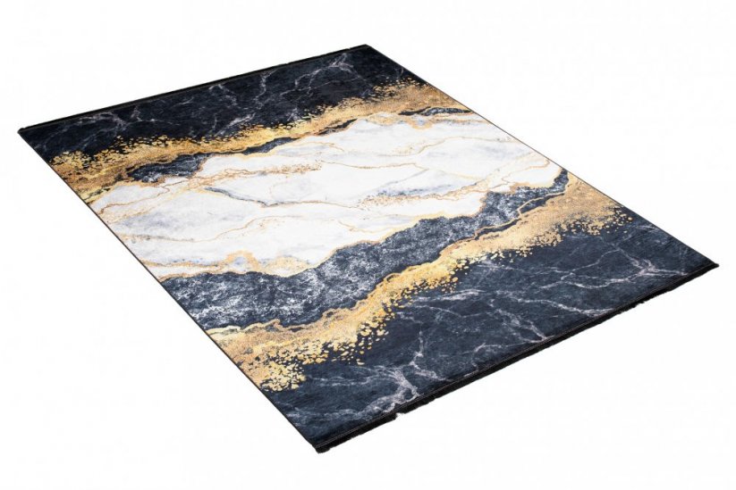 Tmavý moderní koberec s protiskluzovou úpravou a abstraktním vzorem - Rozměr koberce: Šířka: 80 cm | Délka: 200 cm