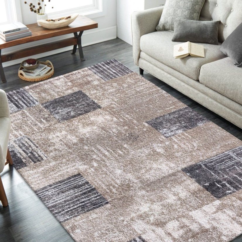 Moderný koberec Panamero - hnedý s geometrickým vzorom