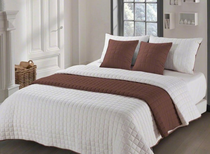 Luxusní prošívané přehozy na postel béžovo hnědé barvy 200 x 220 cm