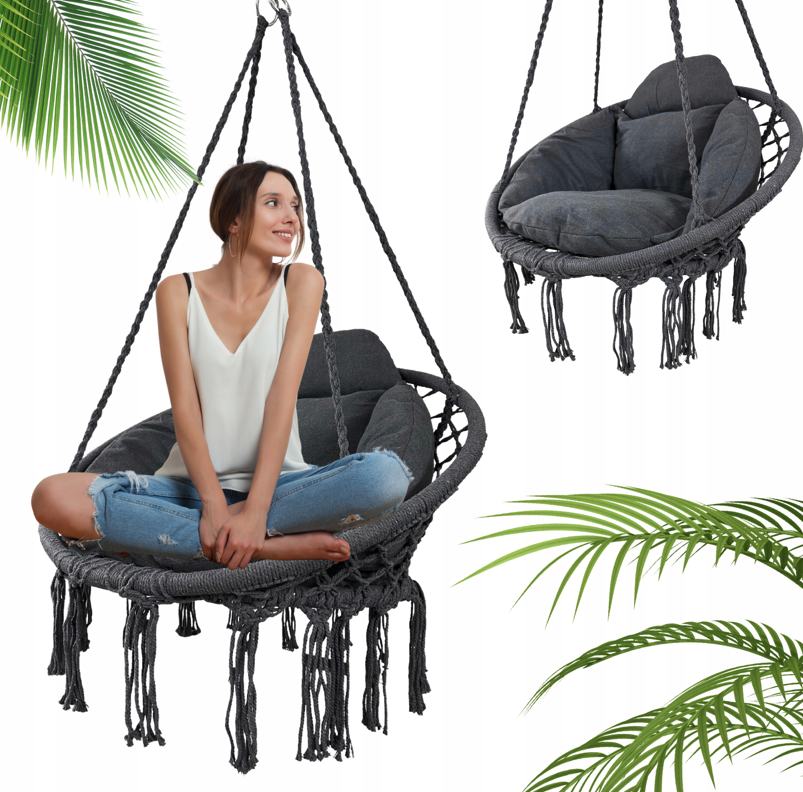 Závěsné křeslo s polštářkem - čapí hnízdo 80 cm