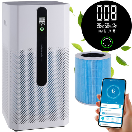 Čistička vzduchu s HEPA H12 filtrom, ionizáciou a Wi-Fi – 370 m³/h, 80 m²