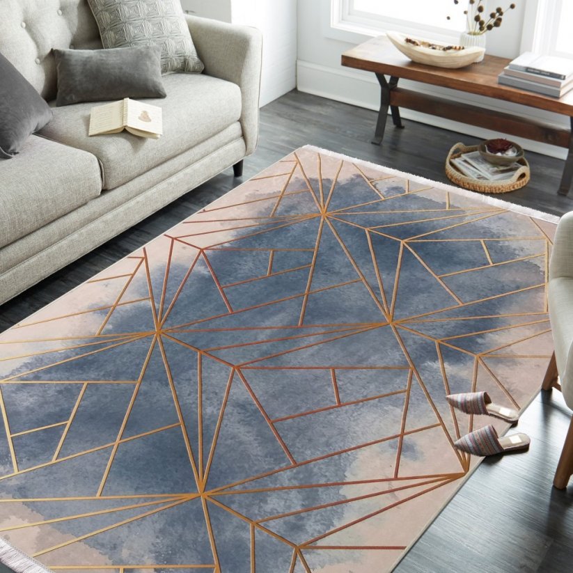 Moderner gemusterter Teppich in einer Puderrosa-Kombination
