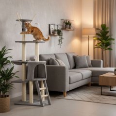 Škrabadlo pro kočky s houpací sítí 134 cm