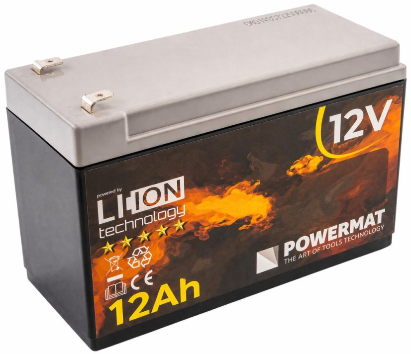 12V Li-Ion batéria 12 Ah Powermat PM-AKLJ-12V12AM