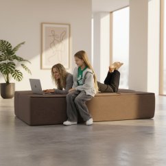 canapea extensibilă cu compresie maro cu dimensiuni de 200 x 80 cm