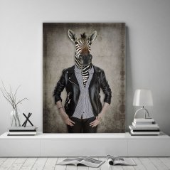 Originálny obraz na stenu s motívom človeka s hlavou zebry