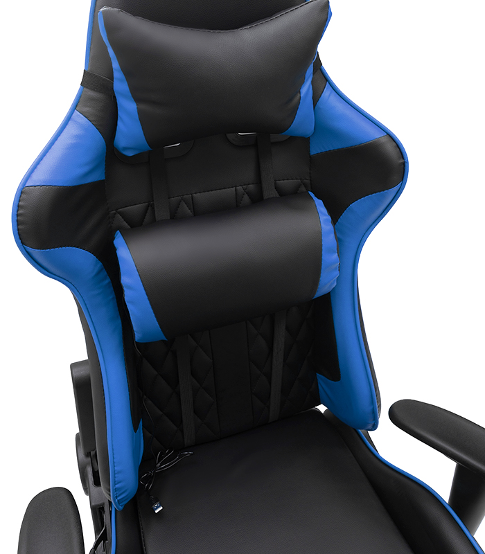 Gaming-Massagesessel mit Fußstütze - blau