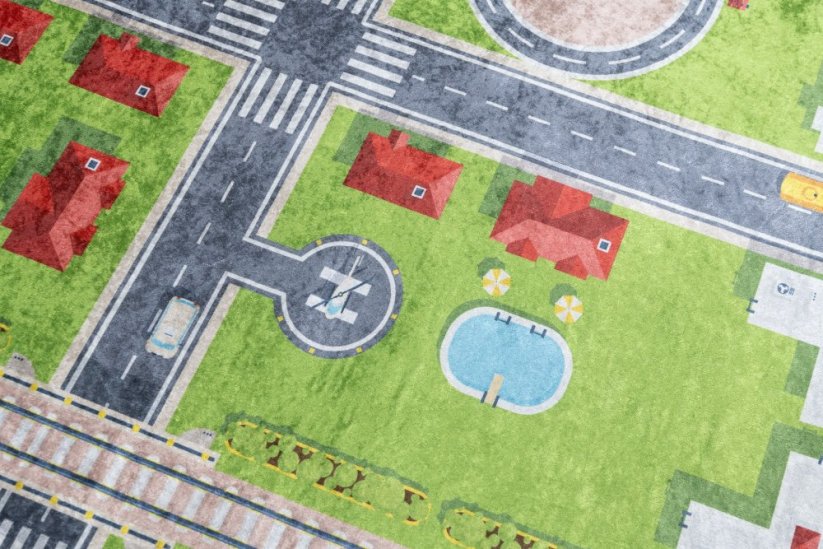 Kinderteppich mit grünem Stadtmotiv