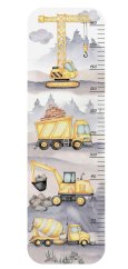 Nálepka na stenu detský meter na meranie výšky - stavebné stroje