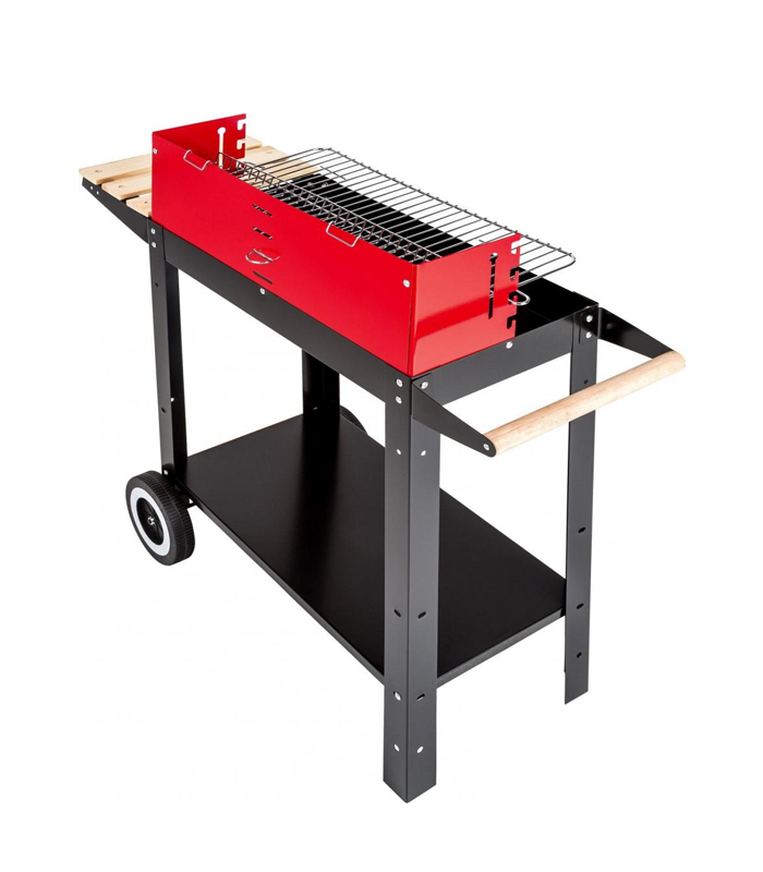 Kerekes kerti faszenes grill kerekekkel és polcokkal 87 x 35 x 80 cm