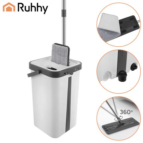 Ploski mop z dvokomornim vedrom z vrtiljakom 11 l + 3 pokrovi