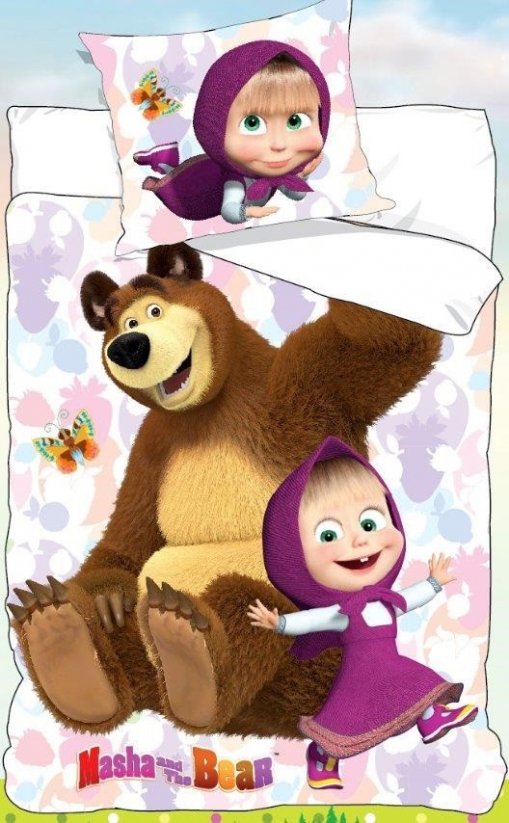 Posteľné obliečky pre deti Máša a medveď bielej farby