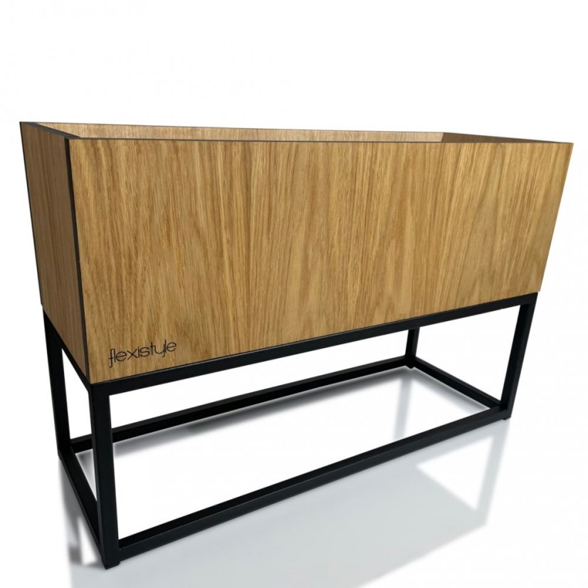 Декоративен широк цветарник от гладък естествен дъб LOFT FIORINO 62X22X40 см