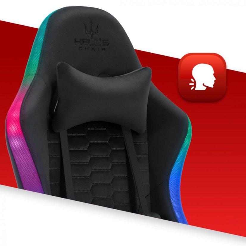 HC-1000 fekete LED RGB szövet játékszék