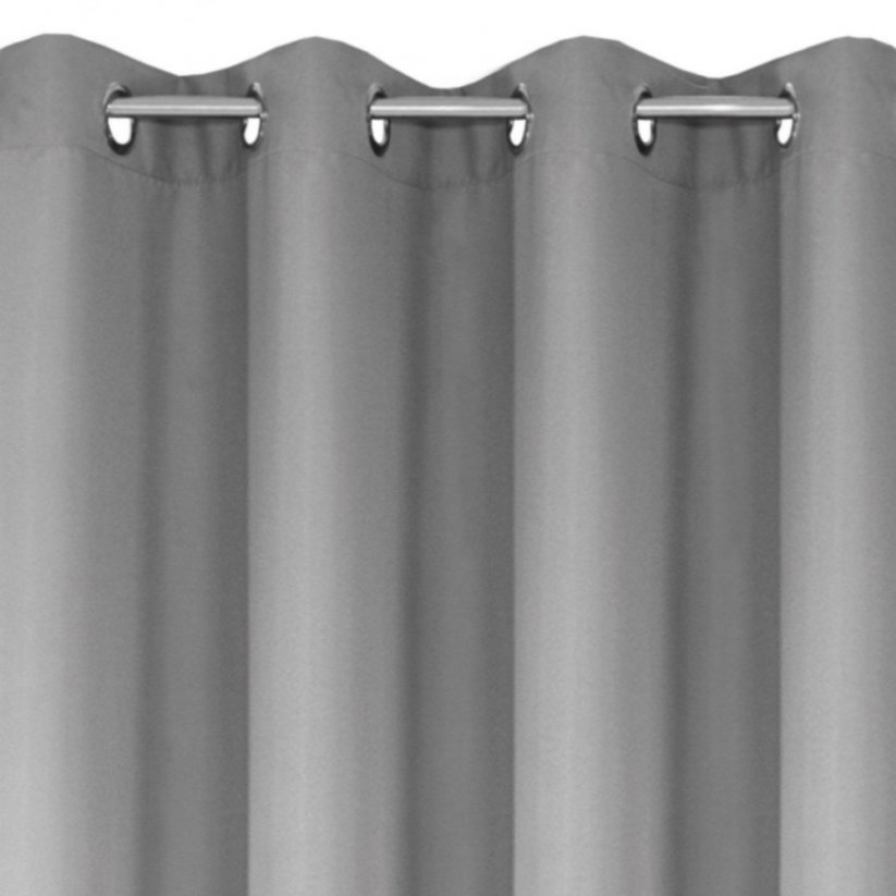 Siva enobarvna zavesa z obešanjem na kovinske obroče 140 x 250 cm