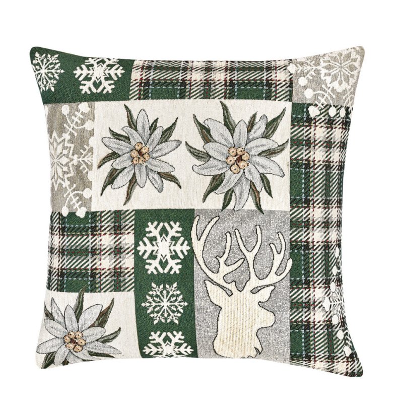 Elegantna božićna jastučnica s sobovima u zelenoj boji