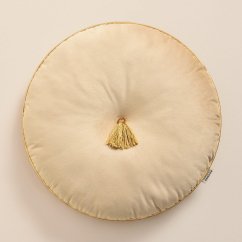 Okruhlý dekoračný vankúš ALLURE krémovej farby s priemerom 45 cm