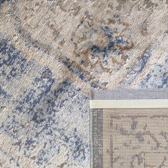 Raffinato tappeto vintage blu beige con fantasia