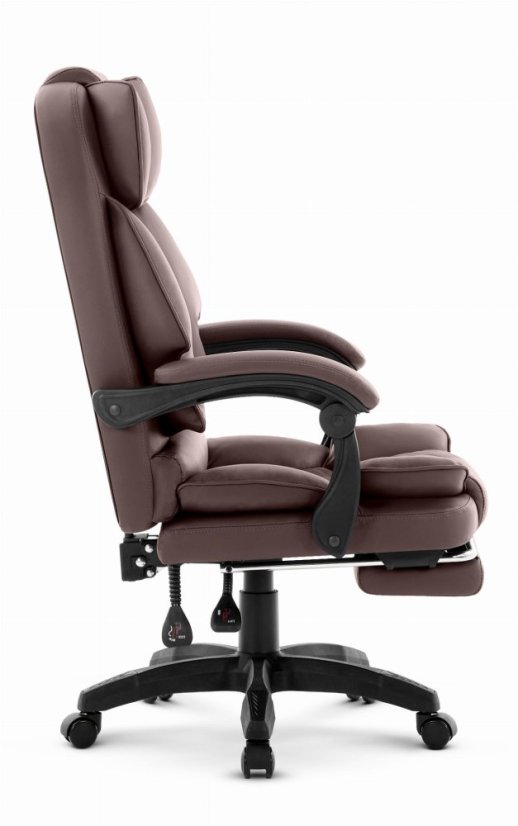 HC-1031 ergonomikus irodai szék öko-bőrből, lábtartóval - barna színben
