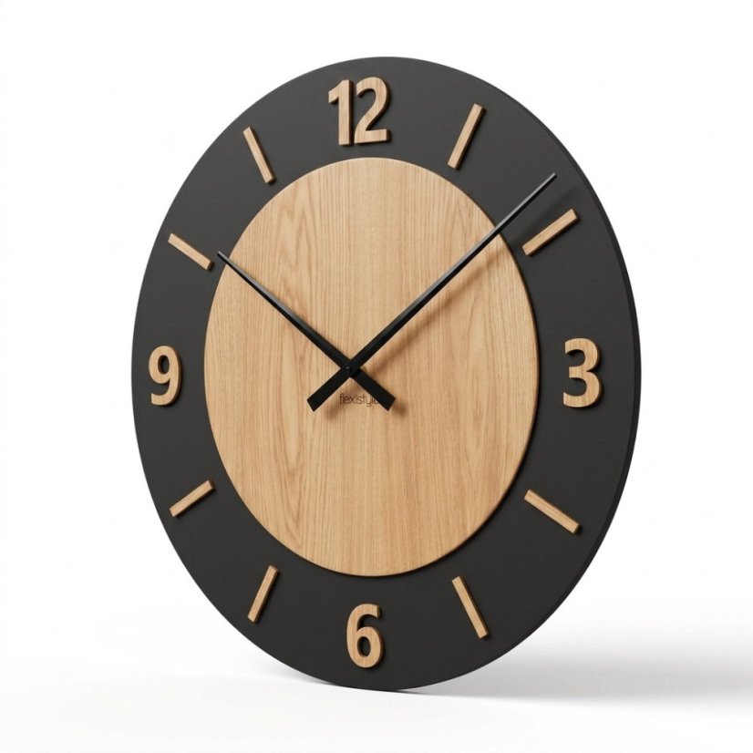 NORDIC OAK, стенен часовник от дъб с диаметър 75 см и безшумен механизъм